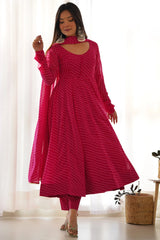 Leheriya Print Flared Anarkali Kurta Set