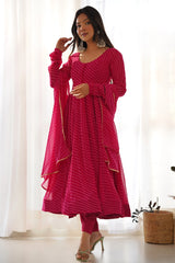 Leheriya Print Flared Anarkali Kurta Set