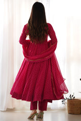 Leheriya Print Flared Anarkali Kurta Set