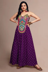 Purple Art Silk Co-Ord Set Adorned with Intricate Embroidery and Handwork