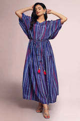 Blue Art Silk Digital Printed Kaftan