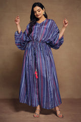 Blue Art Silk Digital Printed Kaftan