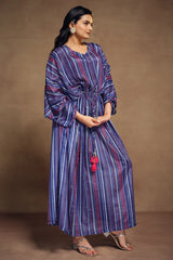 Blue Art Silk Digital Printed Kaftan