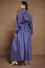 Blue Art Silk Digital Printed Kaftan