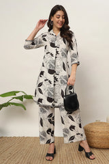 Off White Cotton Printed Co-Ord Set