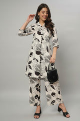 Off White Cotton Printed Co-Ord Set