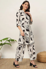 Off White Cotton Printed Co-Ord Set
