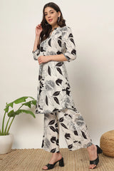 Off White Cotton Printed Co-Ord Set