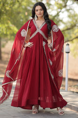 Georgette Anarkali Kurti with Sequin Embroidered V Neckline