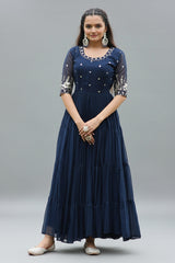 Georgette Sequin Flared Long Kurti