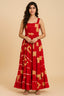Red Rayon Printed Flared Anarkali Kurti - red rayon saree