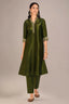Olive Green Organza Kurti with Pant - green organza saree