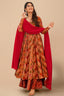 Orange and Pink Muslin Moroccan Printed Anarkali Kurti Set - orange muslin saree