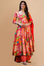 Multi Color Muslin Printed Anarkali Kurti Set - muslin saree