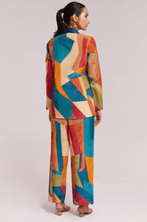 Multi Colored Printed Co-Ord Set in Crepe - red crepe saree
