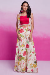 Off White Crop Top Jacket with Palazzo