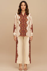 Cream Muslin Printed Co-Ord Set