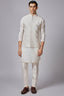 Ivory White Silk Sequin Embroidered Kurta Pajama with Jacket - red silk saree embroidered