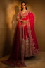 Pink Raw Silk Heavy Designer Bridal Lehenga with Double Dupatta and Deep V Neckline Blouse