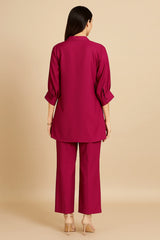 Pink Imported Silk Co-Ord Set with Beads and Cutdana Work