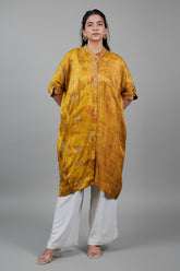 Mustard Crepe Silk Printed Kurti