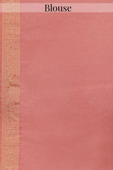 Flamingo Pink Woven Butti Saree in Muga Silk with Elephant and Peacock Motifs - pink silk saree