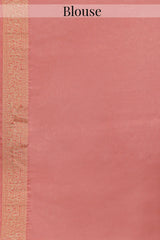 Flamingo Pink Woven Butti Saree in Muga Silk with Elephant and Peacock Motifs