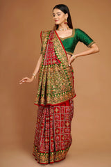 Maroon Traditional Gharchola Saree in Silk with All Over Embroidery