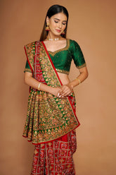 Maroon Traditional Gharchola Saree in Silk with All Over Embroidery - maroon silk saree embroidery