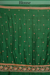 Red Checks Embroidered Silk Bridal Gharchola Saree