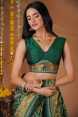 Green Traditional Patola Woven Saree in Silk