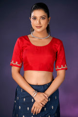 Peacock Blue Embroidery and Sequins Work Saree in Art Silk