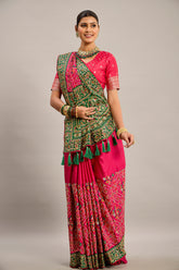 Pink Art Silk Thread Embroidered Traditional Saree