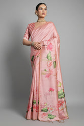 Tussar Silk Digital Floral Printed Saree
