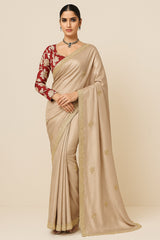 Cream Organza Glass Tissue Butta Saree