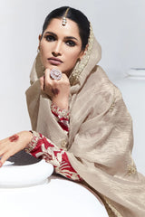 Cream Organza Glass Tissue Butta Saree