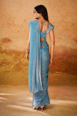 Powder Blue Organza Readymade Fancy Saree