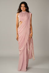 Baby Pink Organza Fancy Readymade Saree