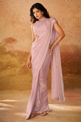 Baby Pink Organza Fancy Readymade Saree