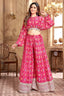 Pink Chinon Digital Printed Crop Top Palazzo Set