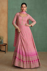 Pink Georgette Embroidered Anarkali Suit