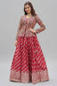 Maroon Georgette Embroidered Slit Cut Crop Top Lehenga - red georgette saree embroidered