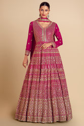 Pink Georgette Sequinned Anarkali Suit