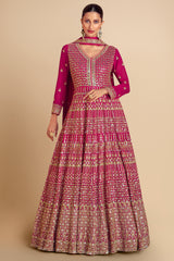 Pink Georgette Sequinned Anarkali Suit