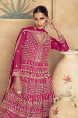 Pink Georgette Sequinned Anarkali Suit
