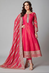 Pink Tissue Sequin Embroidered Anarkali Suit