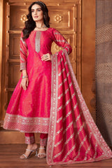 Pink Tissue Sequin Embroidered Anarkali Suit