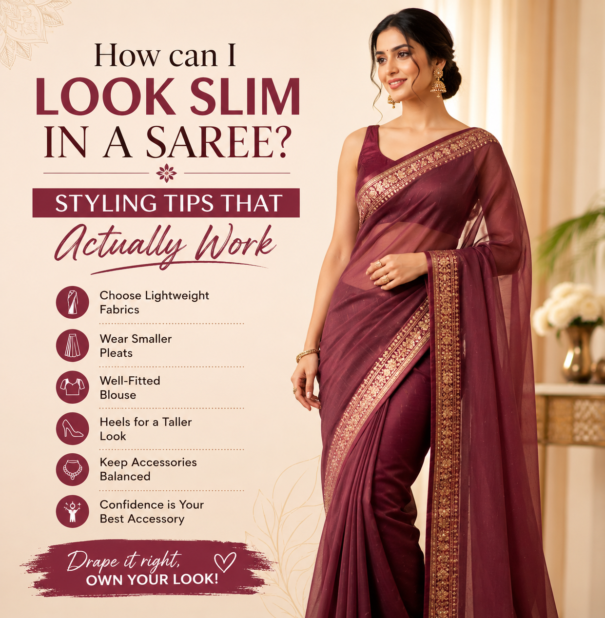 How can I look slim in a saree? Styling tips that actually work