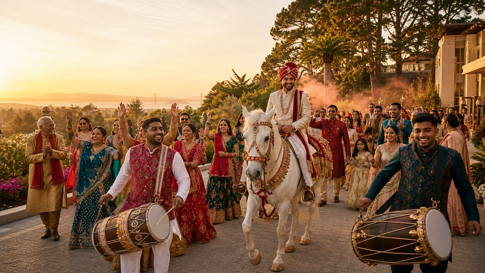Indian baraat at a luxury San Francisco Bay Area wedding venue