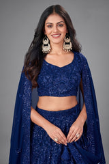 Blue Georgette Sequinned Lehenga